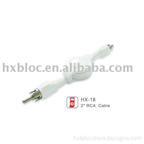 Durable Retractable 2 x RCA Male-to-Male Cable